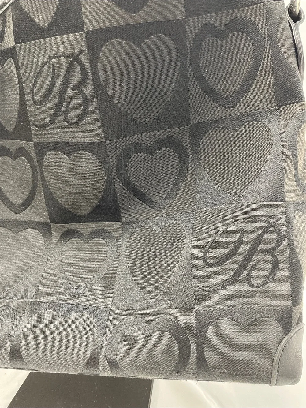 BRIGHTON BLACK CANVAS HEART BAG FTL-08-106